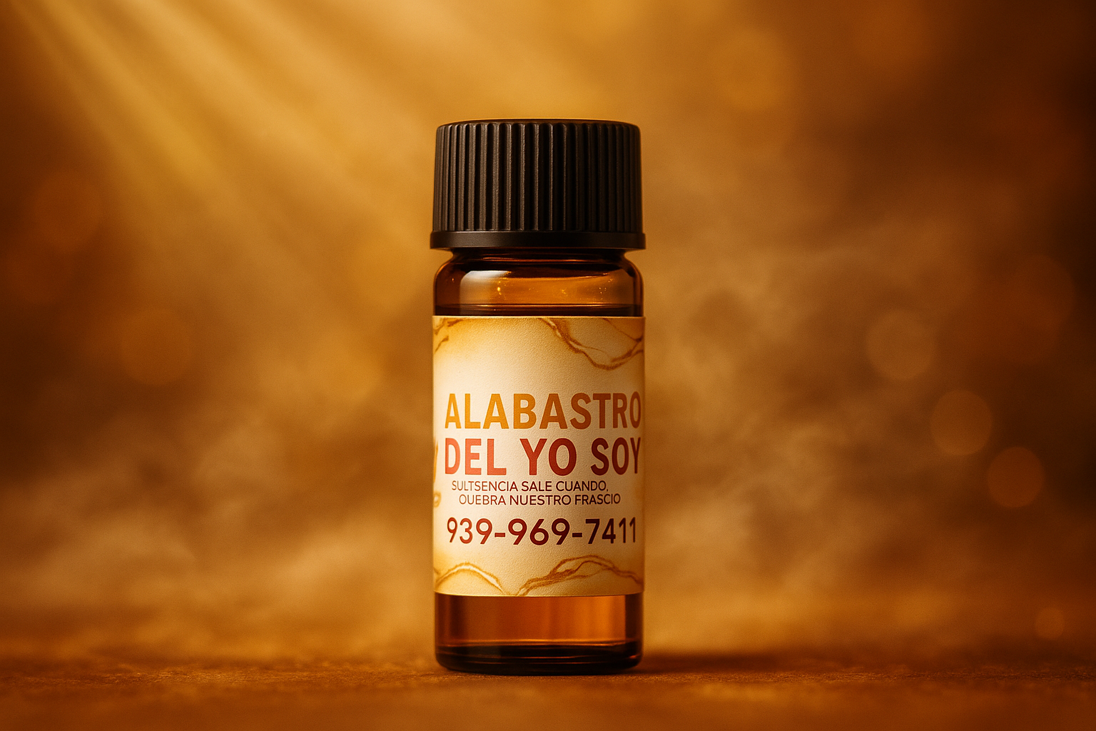 Amber vial with spiritual background