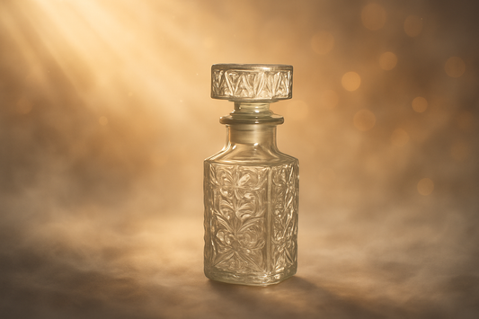 Crystal bottle with spiritual background