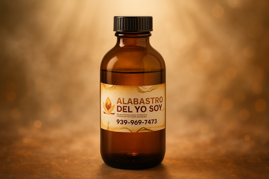 Large amber bottle with spiritual background