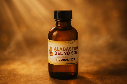 Medium amber bottle with spiritual background